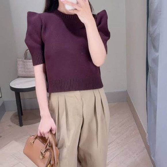 ZARA SHORT SLEEVE KNIT TOP - Picture 6 of 16